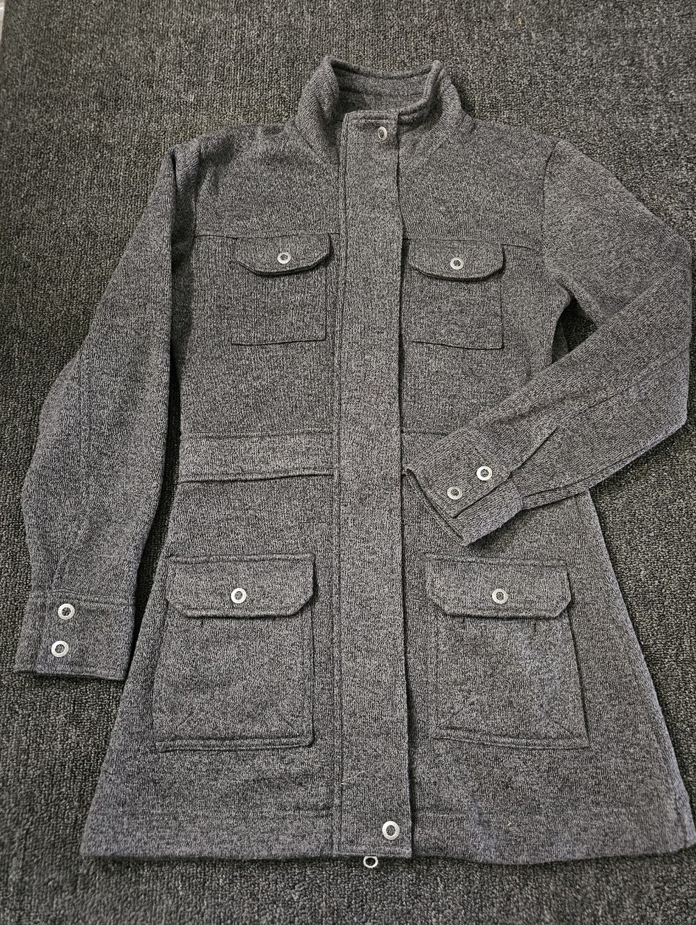 Mountain Khakis Old Faithful Sweater Knit Coat Snap Heather Gray Women's Size S - Picture 9 of 11